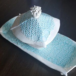 Anthropologie Vanity Jewelry Trinket Tray & Container with Lid